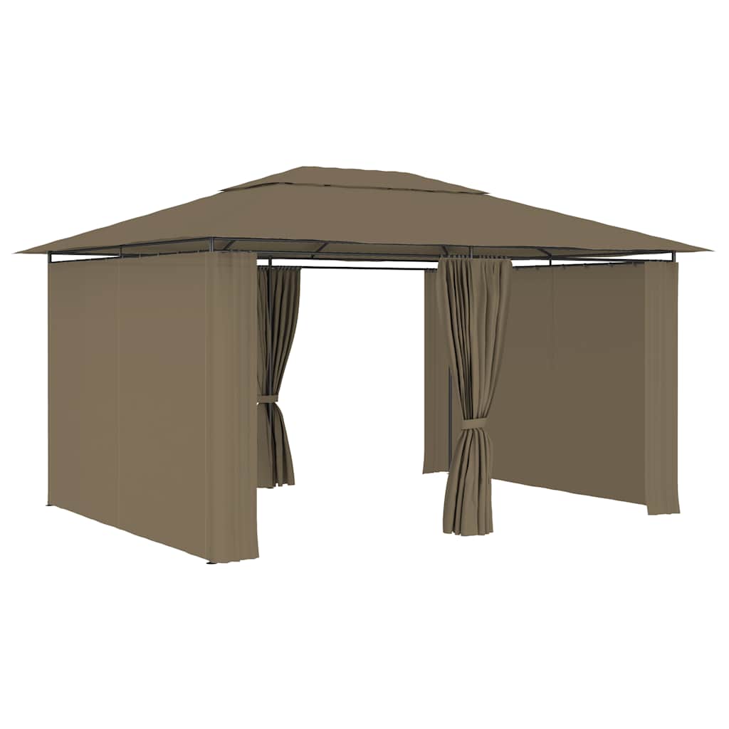 Tenda de jardim com cortinas 4x3m 180 g/m² cinzento-acastanhado