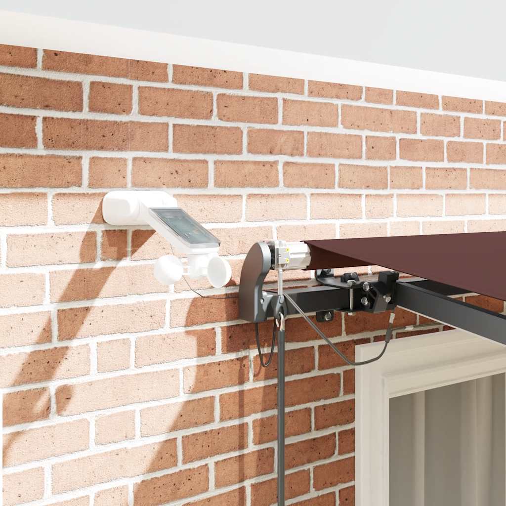 Toldo retrátil automático com luzes LED 300x250 cm castanho