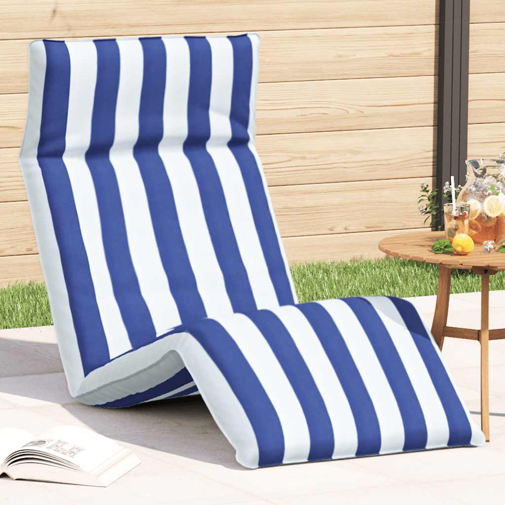 Espreguiçadeira dobrável 175x54x8,5 cm azul e branco