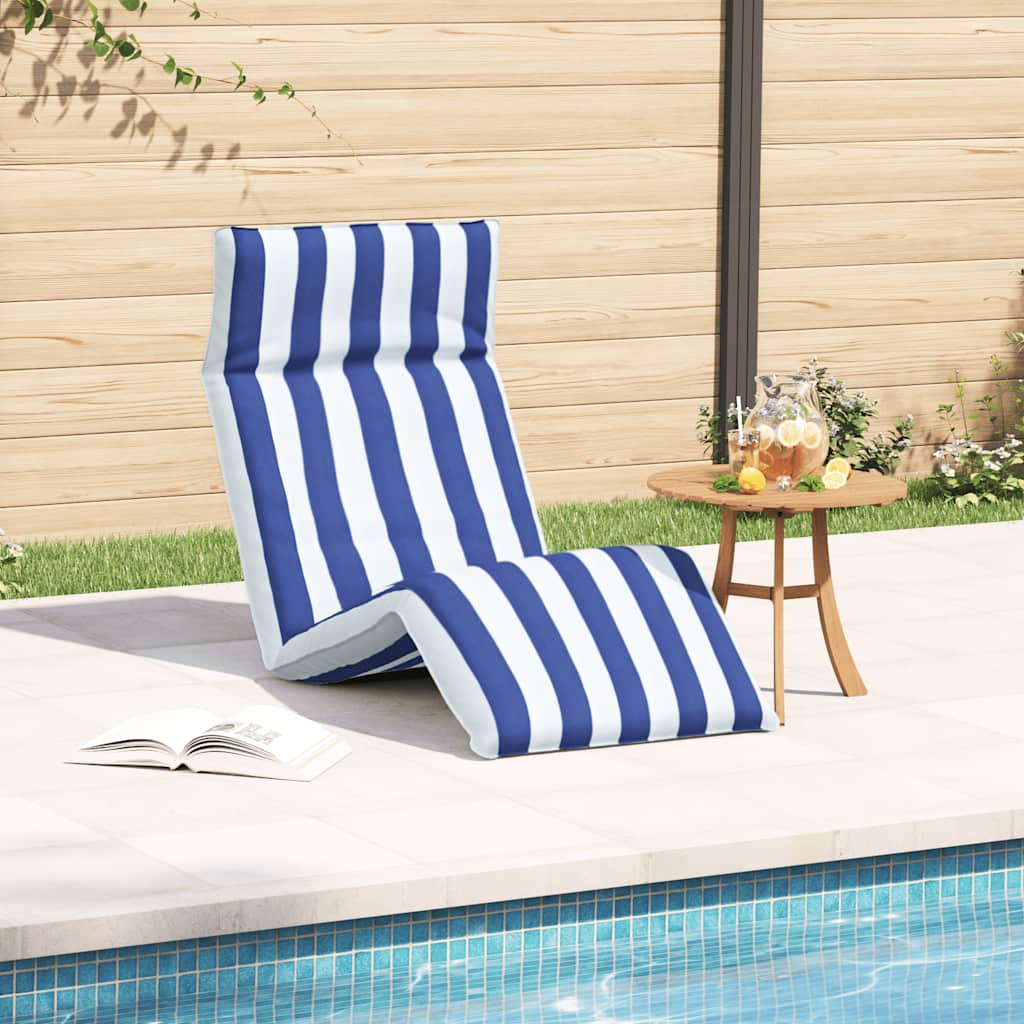 Espreguiçadeira dobrável 175x54x8,5 cm azul e branco