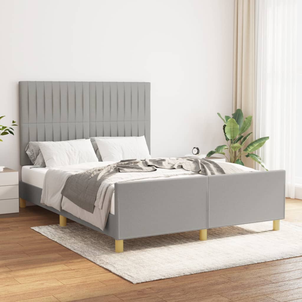Estrutura de cama sem colchão 140x190 cm tecido cinzento-claro