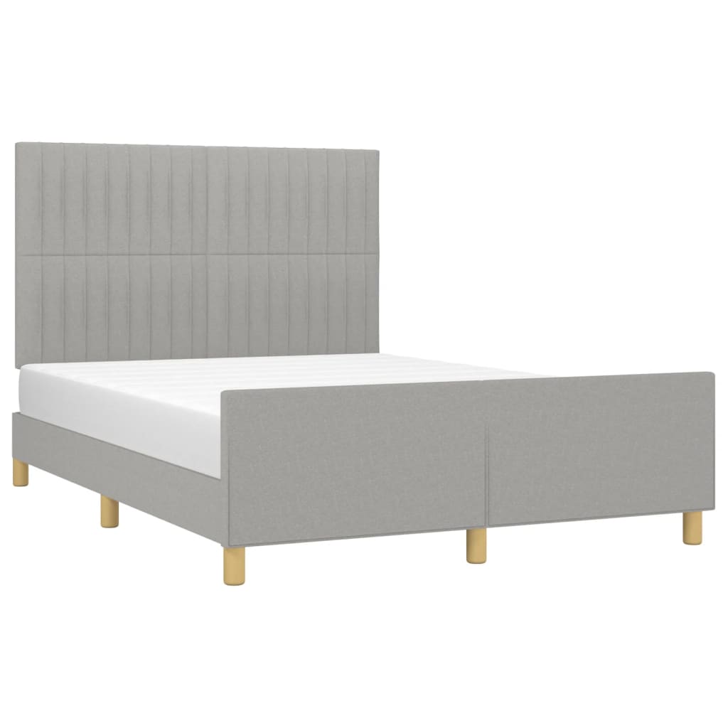 Estrutura de cama sem colchão 140x190 cm tecido cinzento-claro