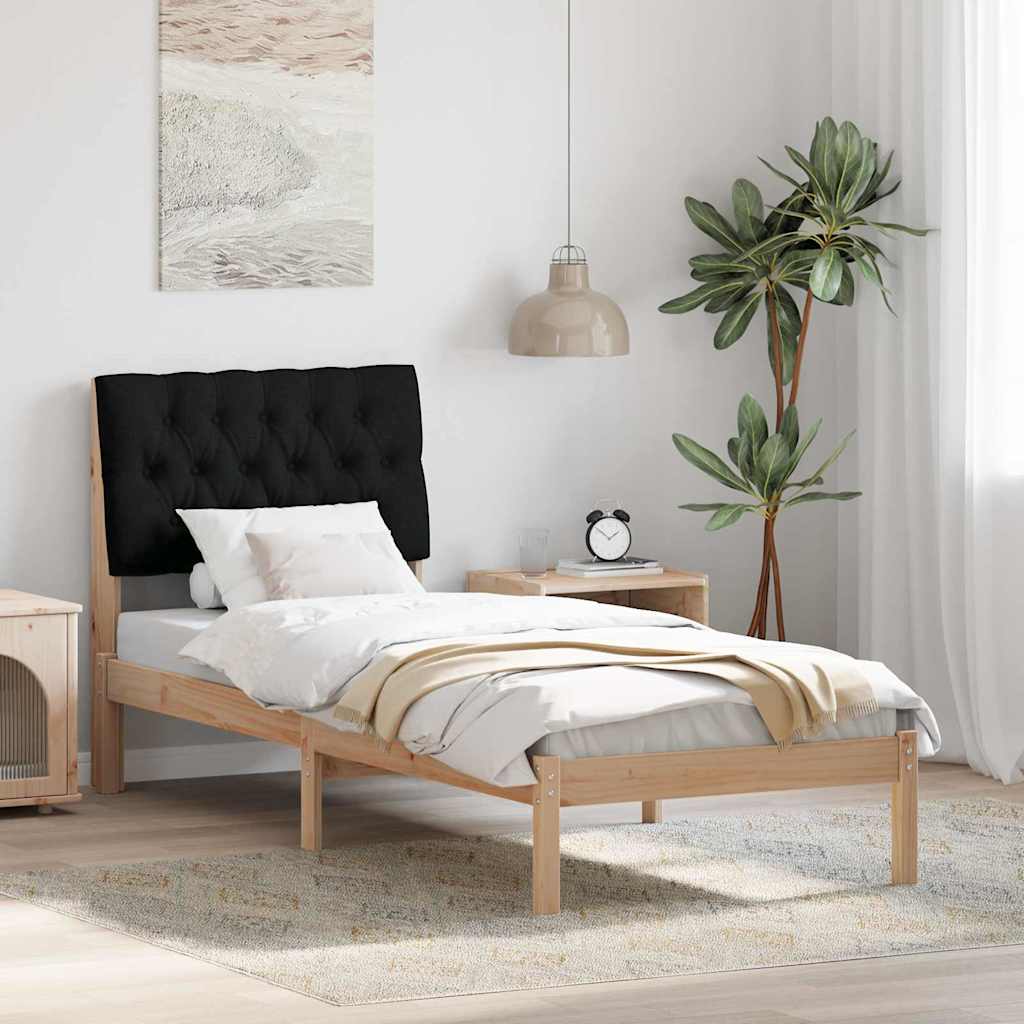 Estrutura de cama com cabeceira estofada castanho 75 x 190 cm