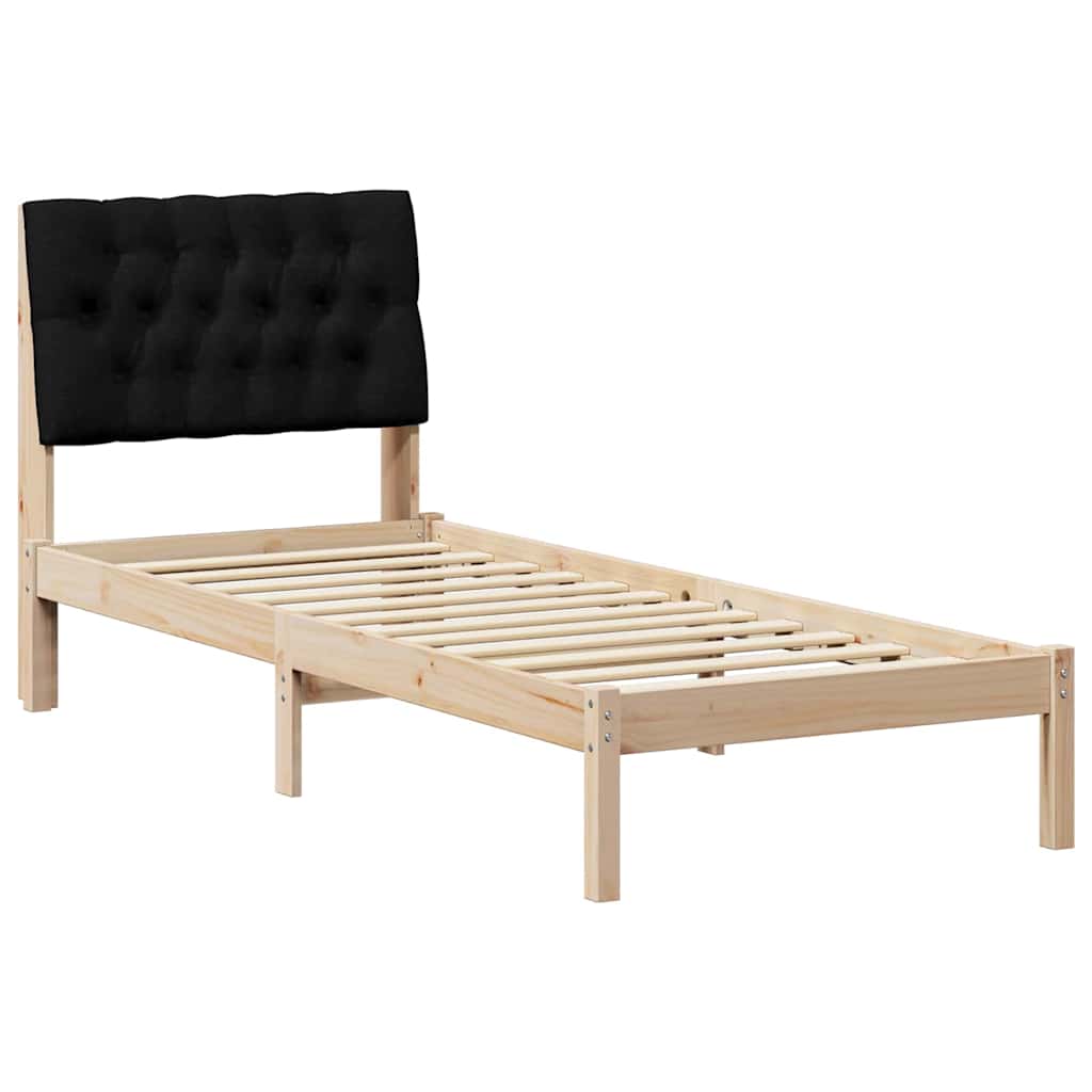 Estrutura de cama com cabeceira estofada castanho 75 x 190 cm
