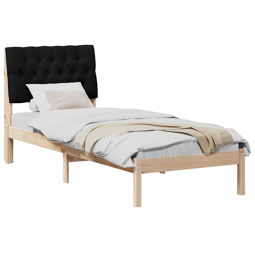 Estrutura de cama com cabeceira estofada castanho 75 x 190 cm