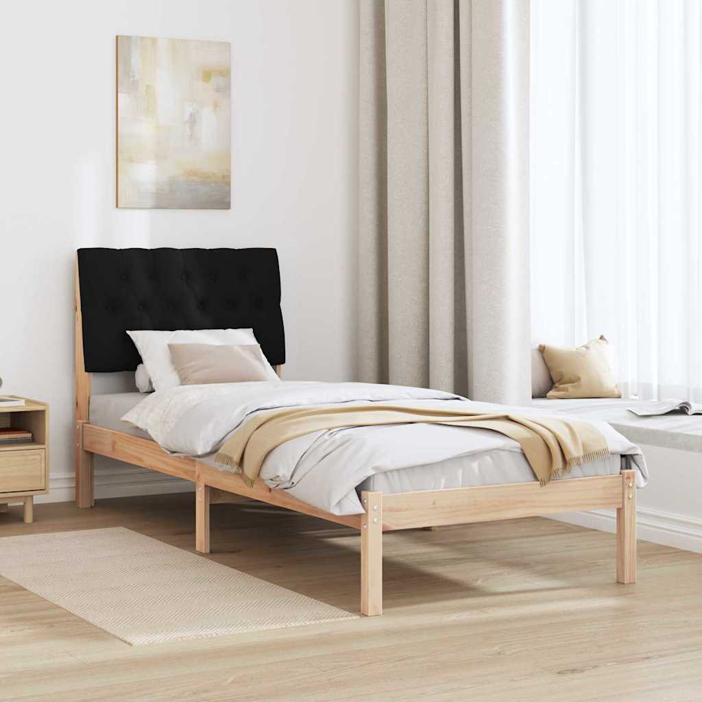 Estrutura de cama com cabeceira estofada castanho 75 x 190 cm