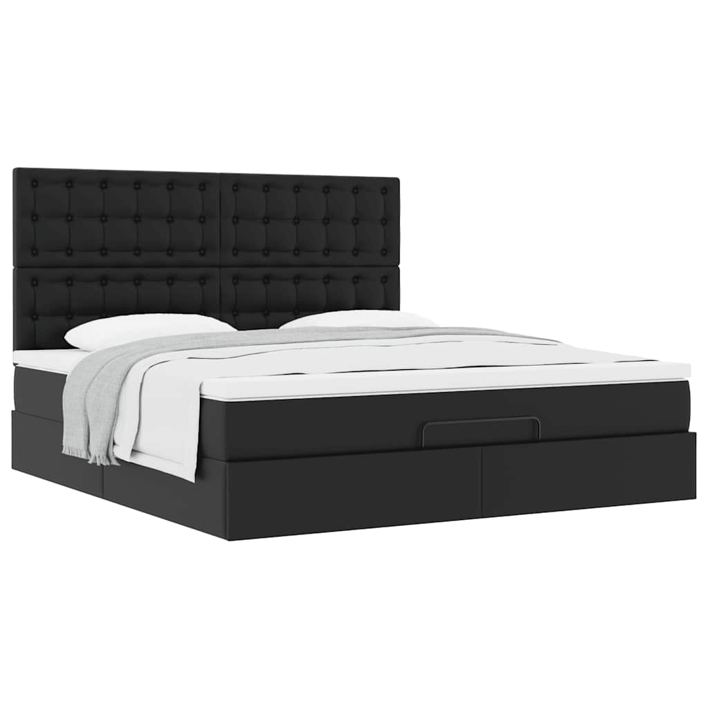 Estrutura de cama otomana com colchão 160x200 cm preta