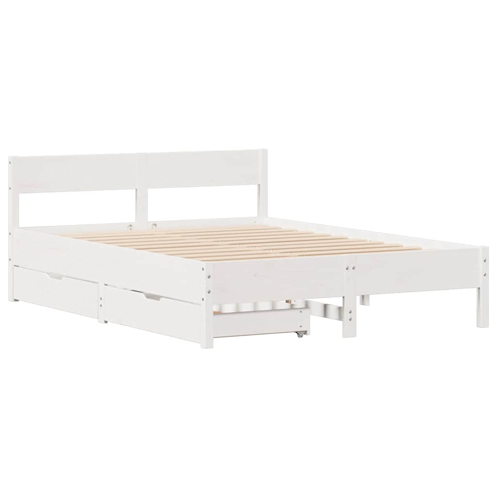 Cama sem colchão 120x190 cm madeira de pinho maciça branco