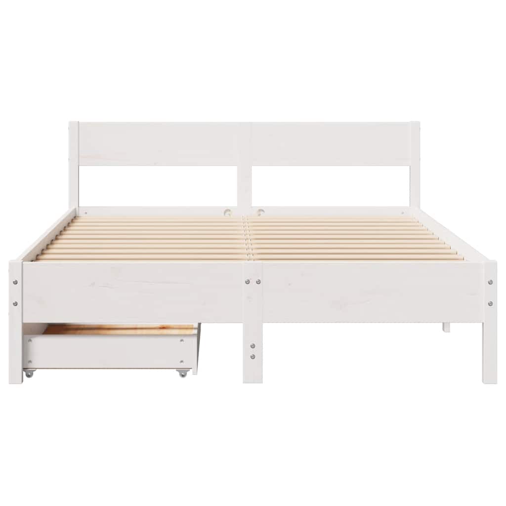 Cama sem colchão 120x190 cm madeira de pinho maciça branco