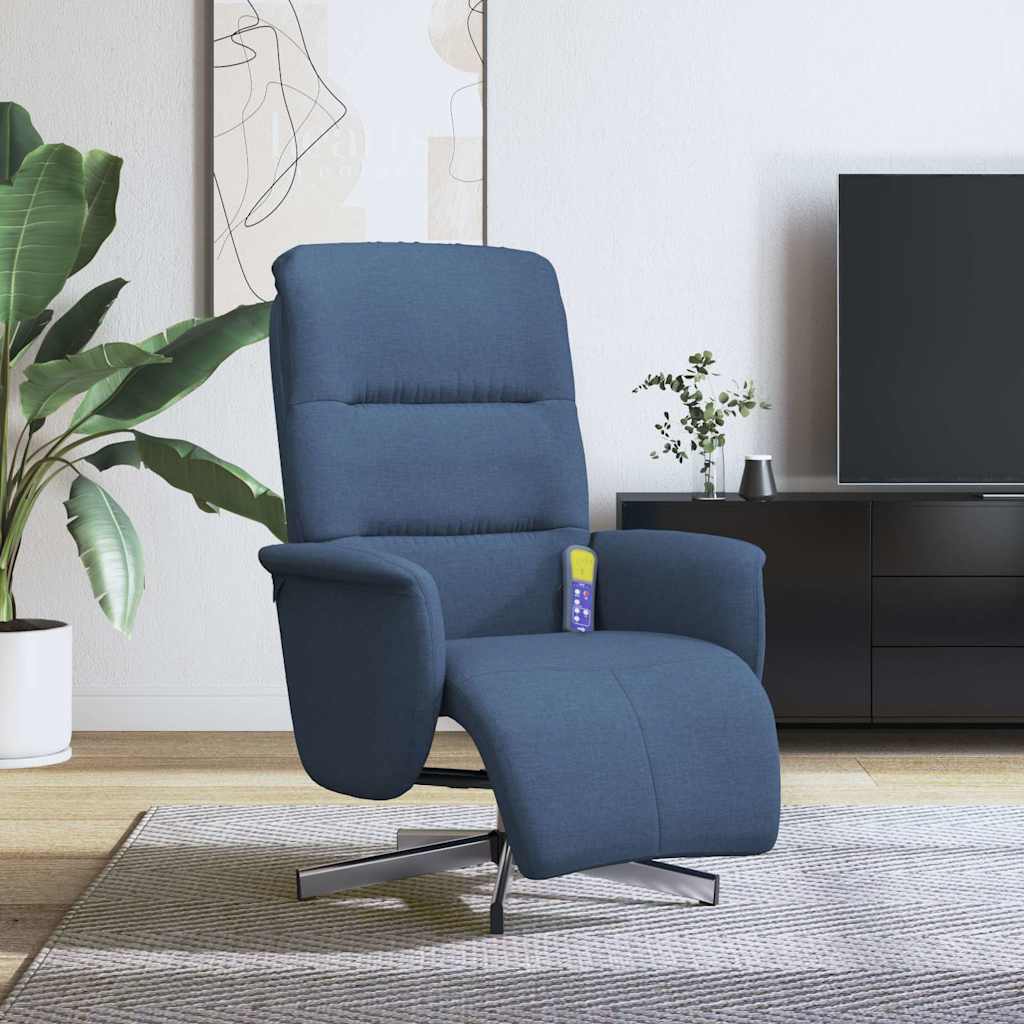 Cadeira de massagens reclinável c/ apoio de pés tecido azul