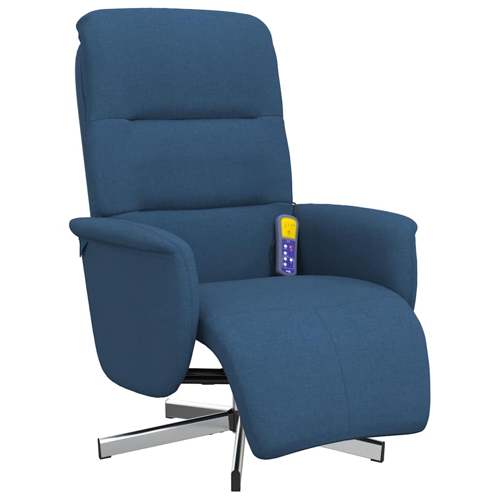 Cadeira de massagens reclinável c/ apoio de pés tecido azul