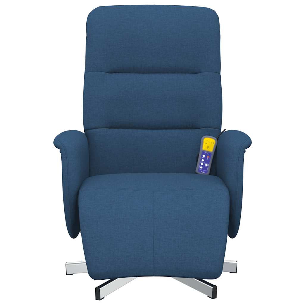 Cadeira de massagens reclinável c/ apoio de pés tecido azul