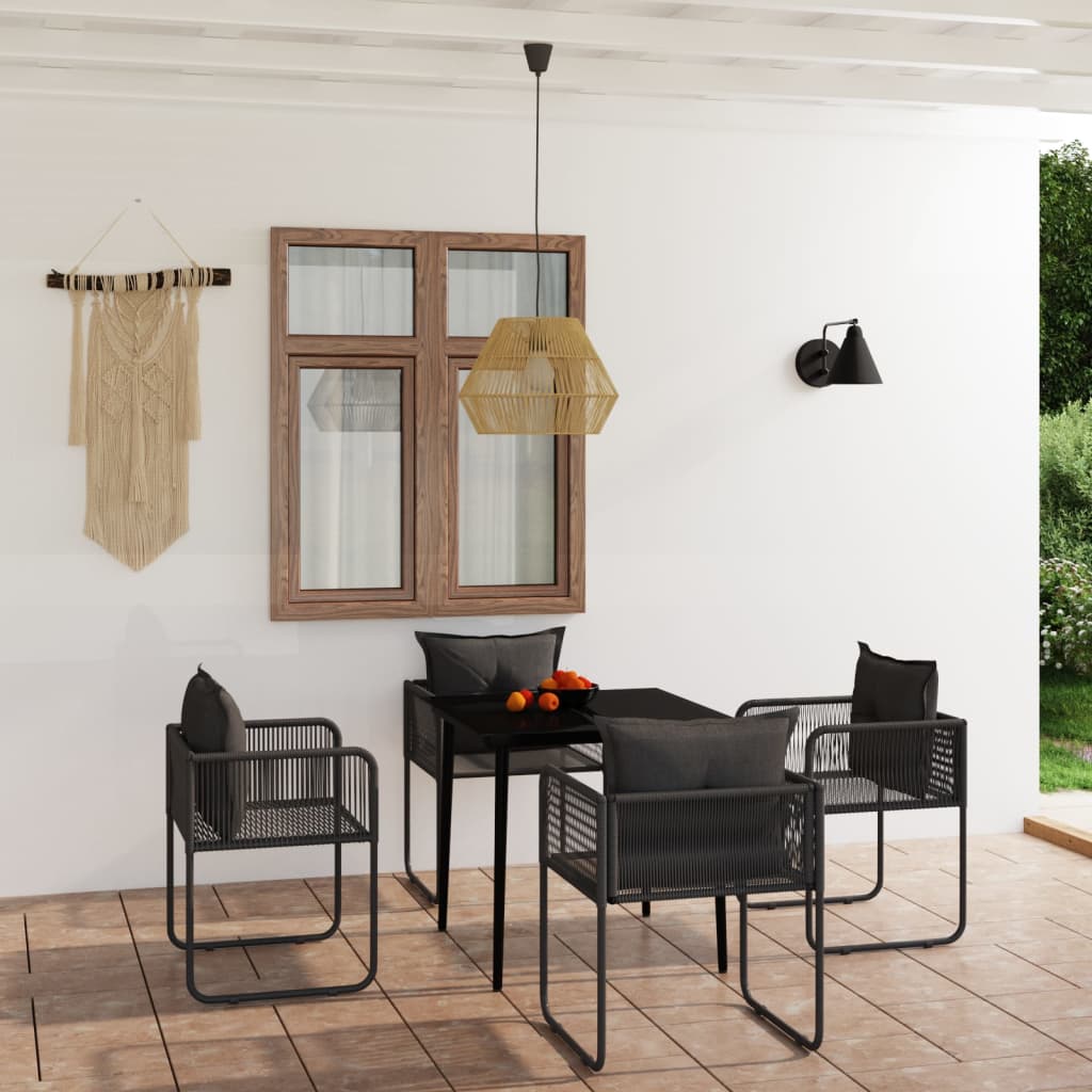 5 Pcs conjunto de jantar para jardim preto