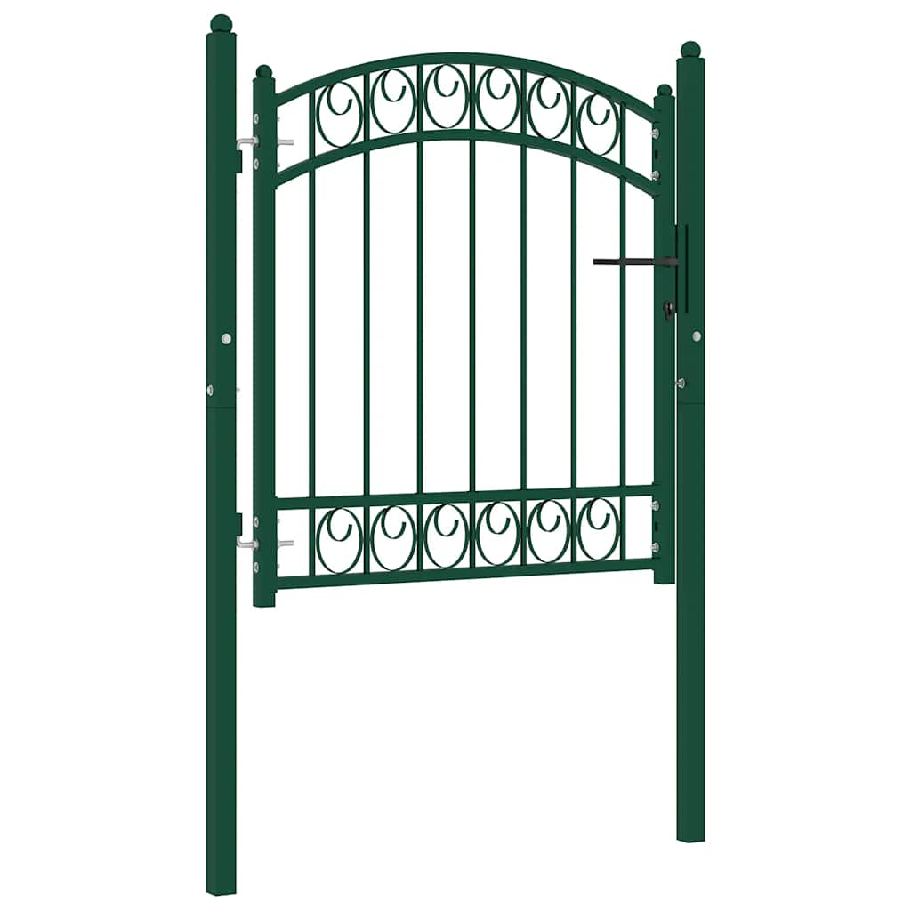 Portão de cerca emmen com topo arqueado, aço, 100x86 cm, verde