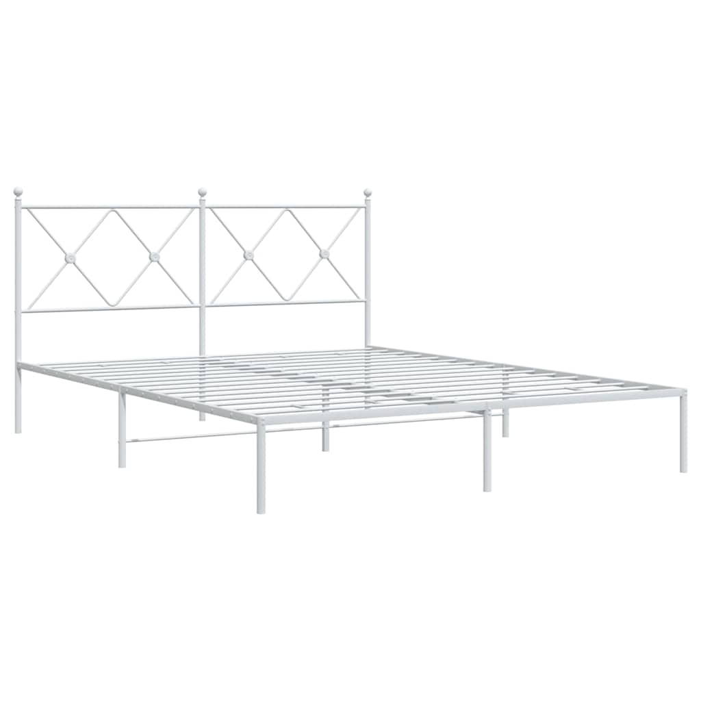 Estrutura de cama com cabeceira 150x200 cm metal branco