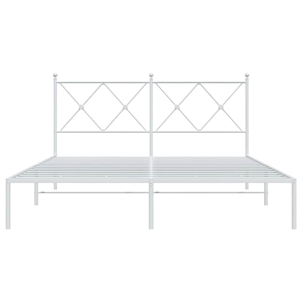 Estrutura de cama com cabeceira 150x200 cm metal branco