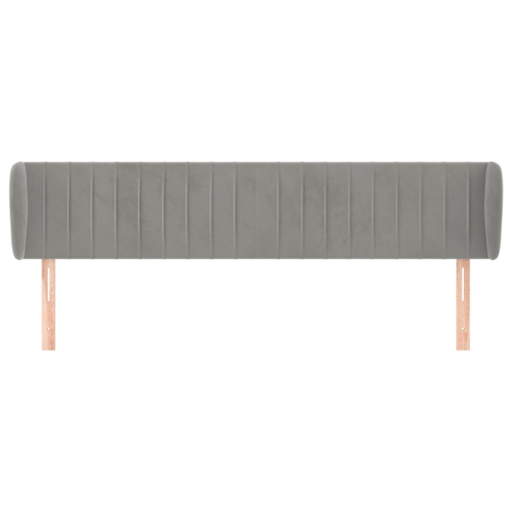 Cabeceira de cama c/ abas veludo 203x23x78/88 cm cinzento-claro