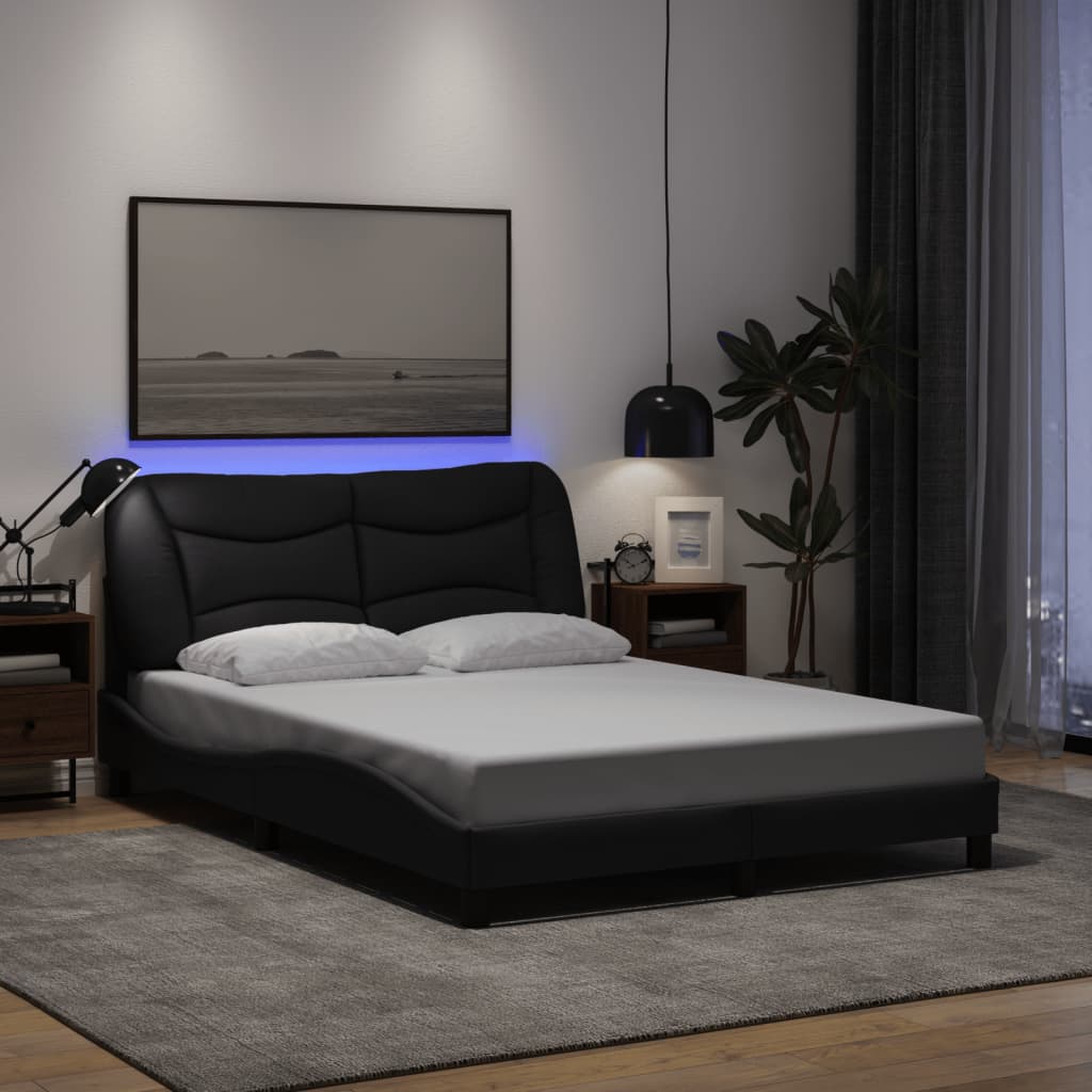 Estrutura de cama com LED sem colchão hvar 120x200 cm tecido preto