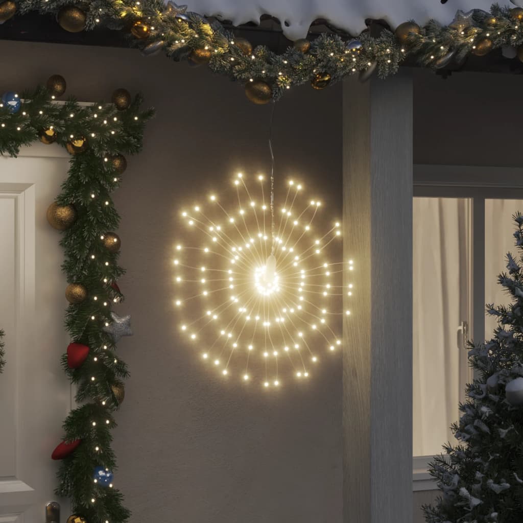 Iluminações estrelares natal 140 leds 8 pcs 17 cm branco quente