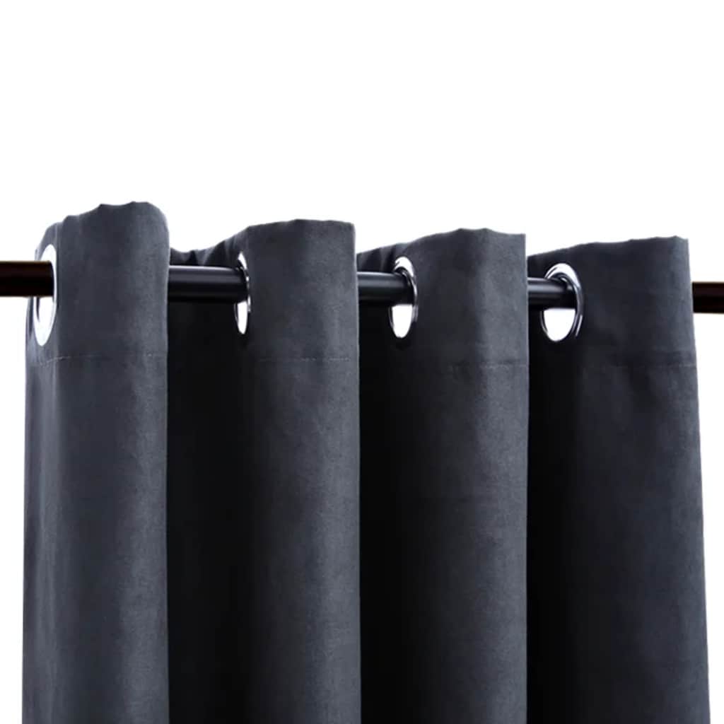 Cortinas blackout c/ argolas em metal 2 pcs 140x245cm antracite