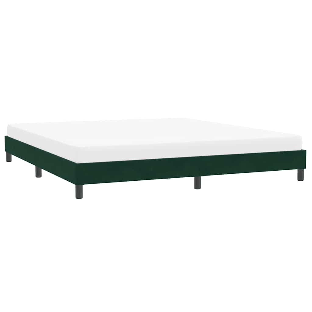 Estrutura de cama sem colchão 200x220 cm veludo verde-escuro
