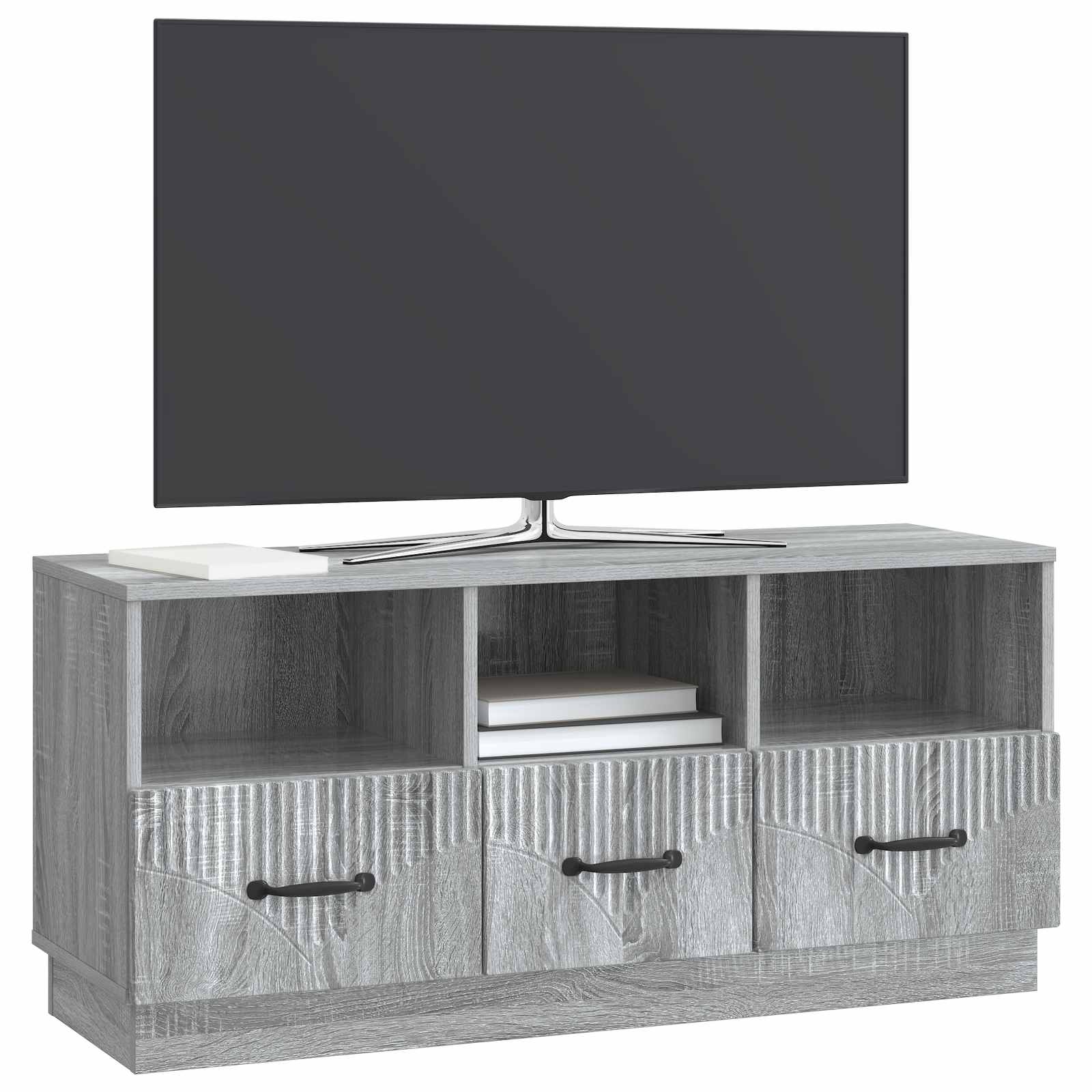 Gabinete para TV com gaveta sonoma cinzento 102 x 34,5 x 47 cm