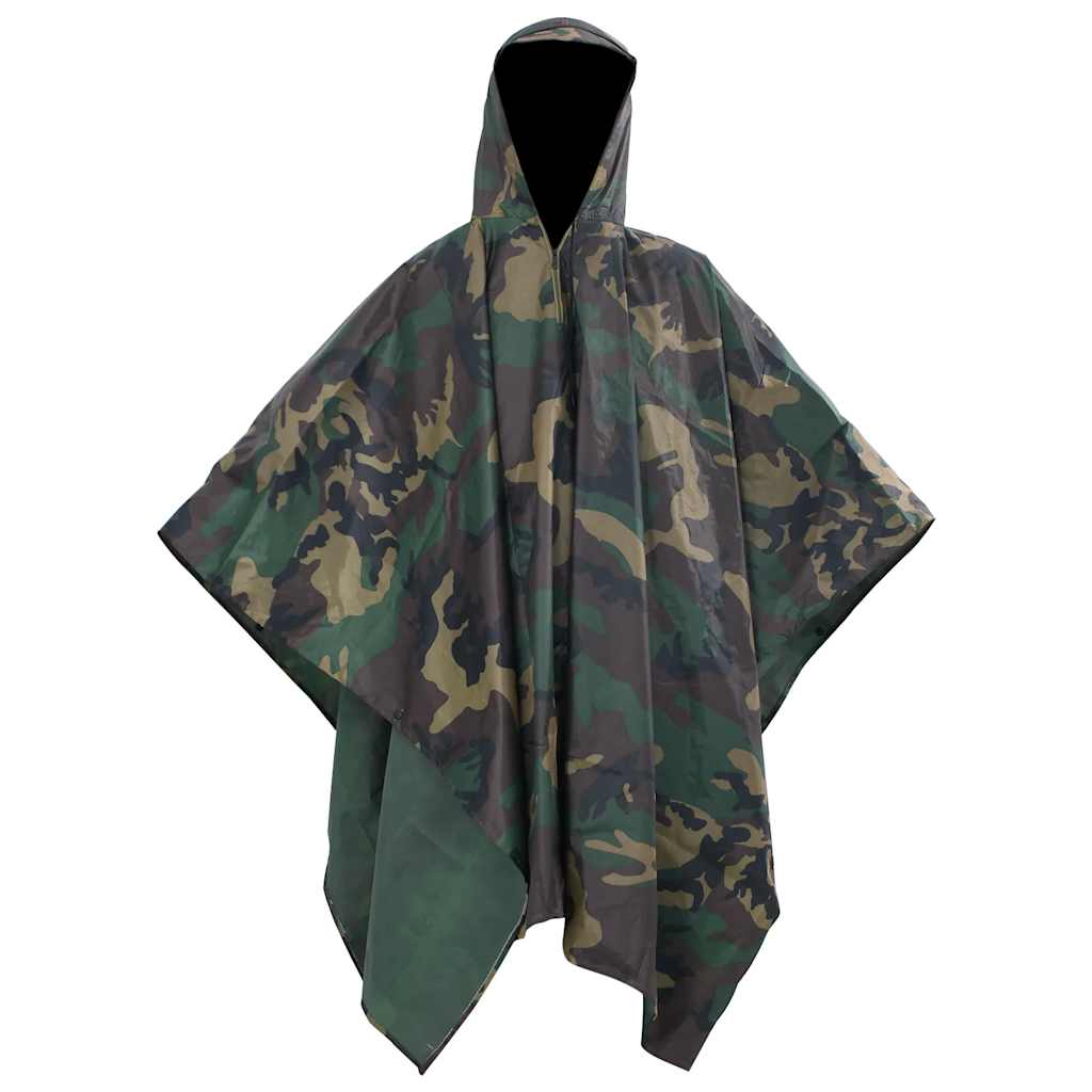 Poncho para a chuva impermeável campismo/caminhadas camuflagem
