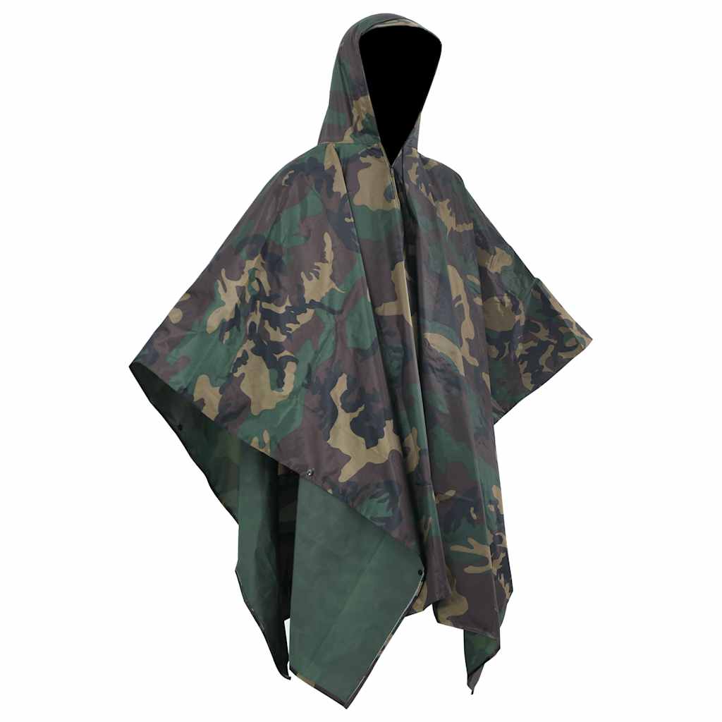 Poncho para a chuva impermeável campismo/caminhadas camuflagem