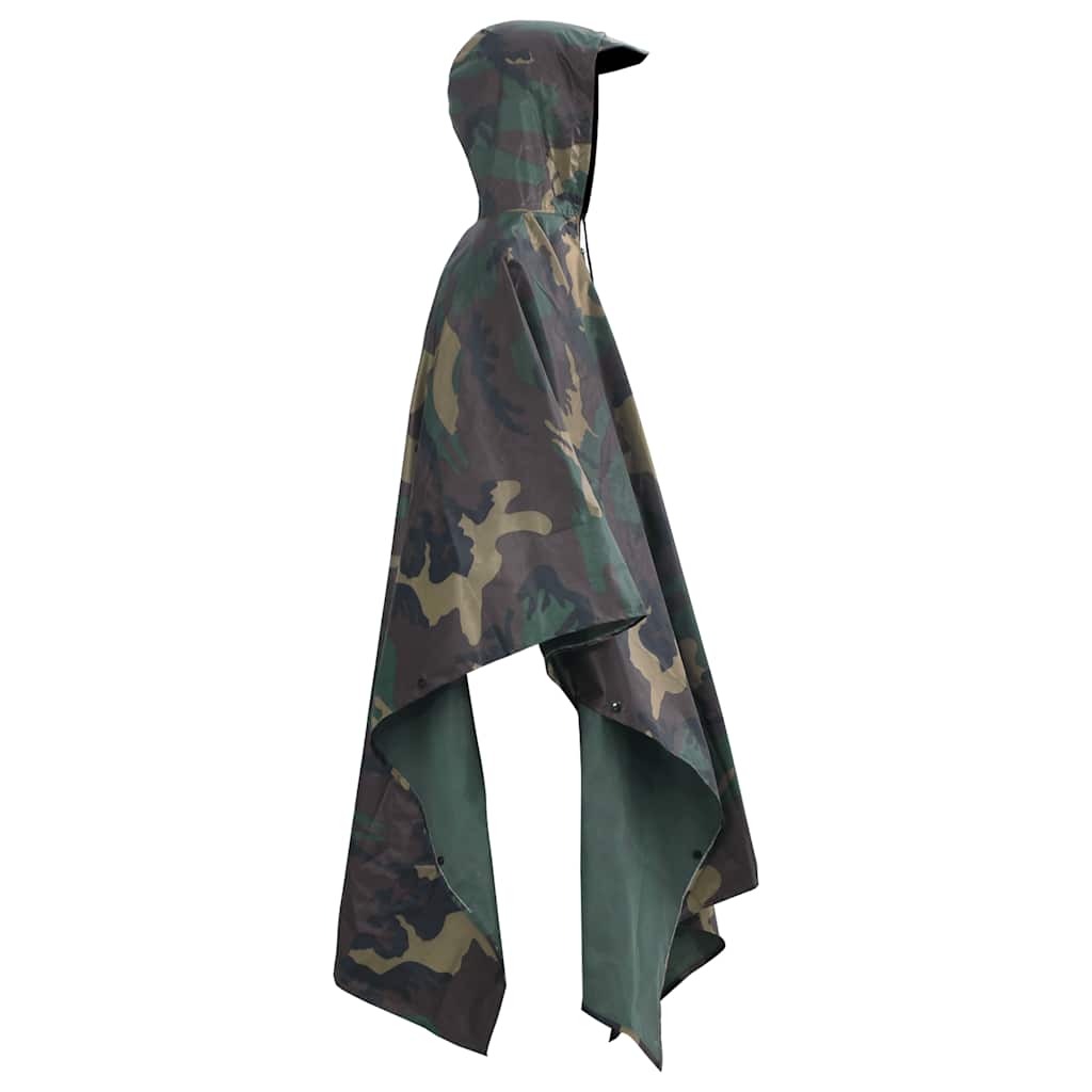 Poncho para a chuva impermeável campismo/caminhadas camuflagem