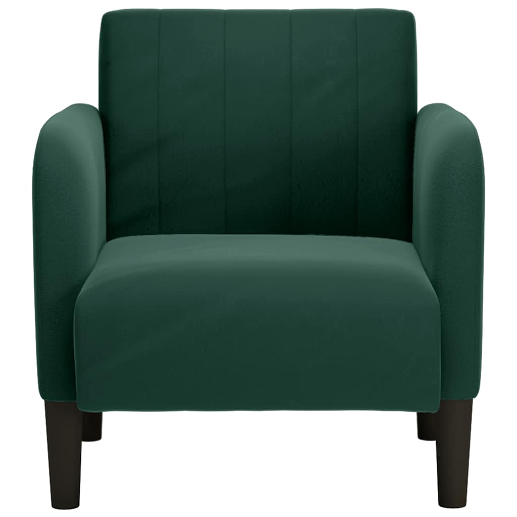 Poltrona com apoio de braços 54 cm veludo verde-escuro