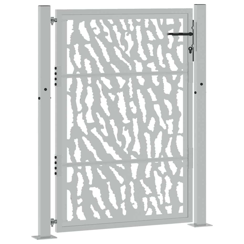 Portão de jardim 100x125 cm em aço intemperizado com design de traços