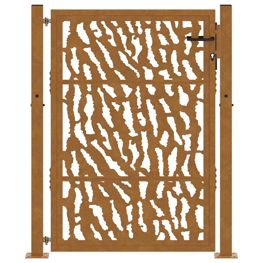 Portão de jardim 100x125 cm em aço intemperizado com design de traços