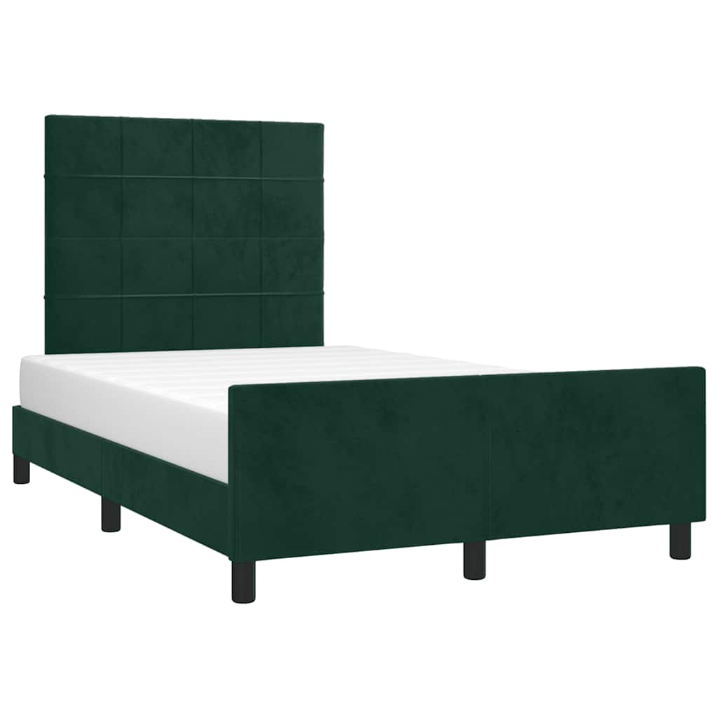 Estrutura de cama com colchão verde escuro 120x190 cm veludo