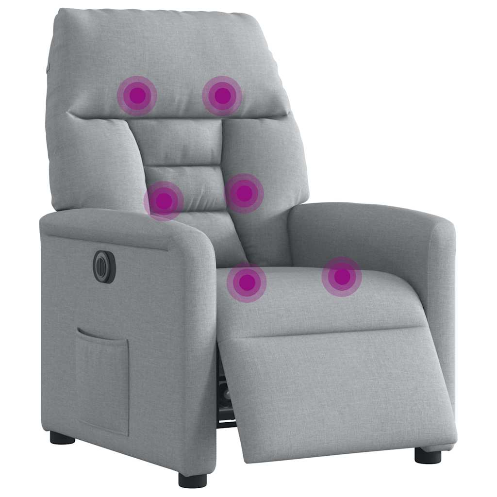 Poltrona de massagens reclinável elétrica tecido cinzento-claro
