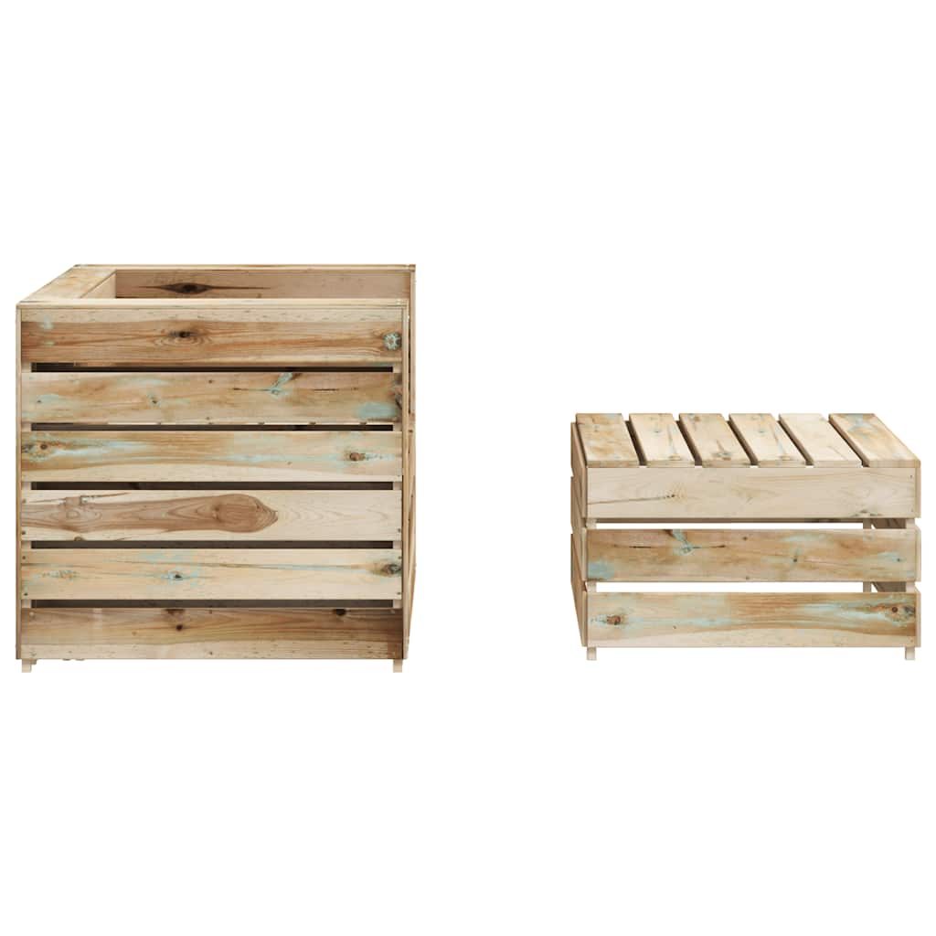 2 Pcs conjunto lounge de jardim em paletes pinho impregnado