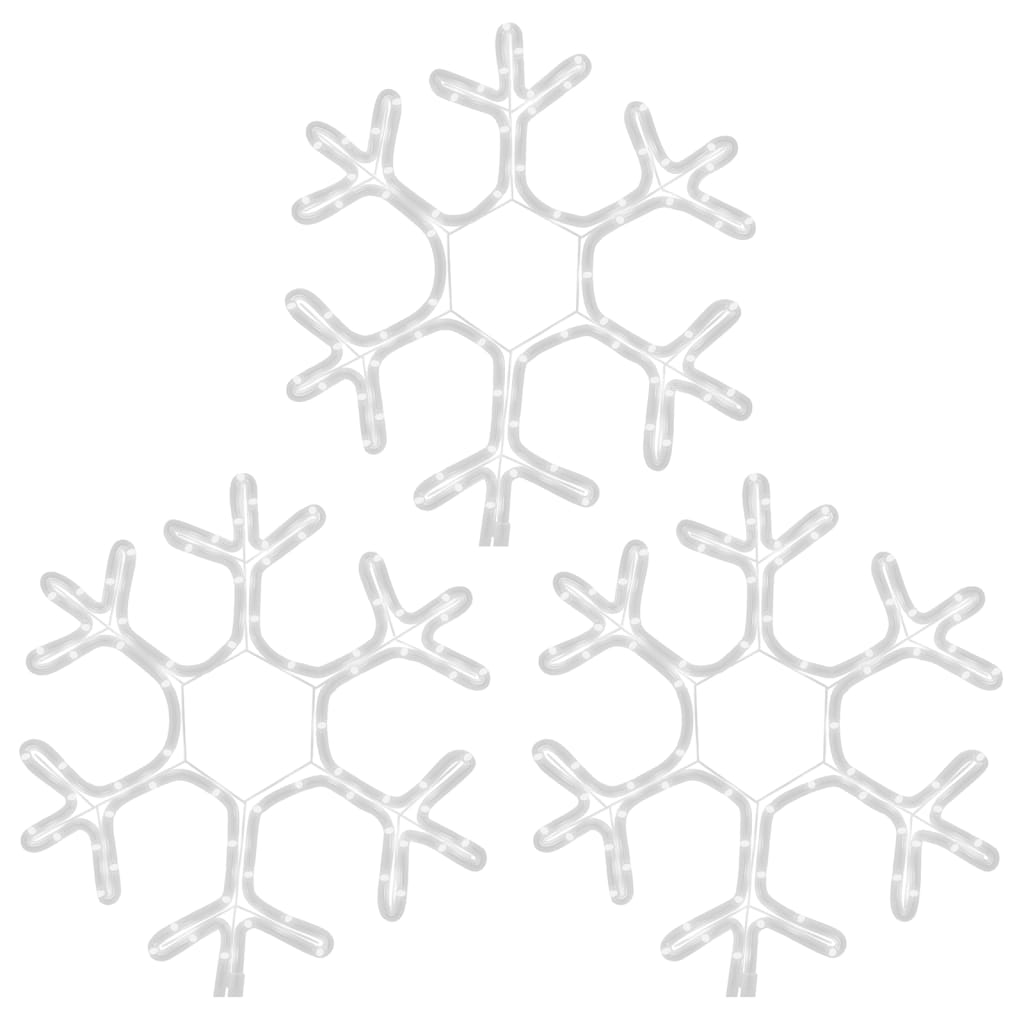 Figuras de flocos de neves com leds 3pcs 38x37 cm branco quente