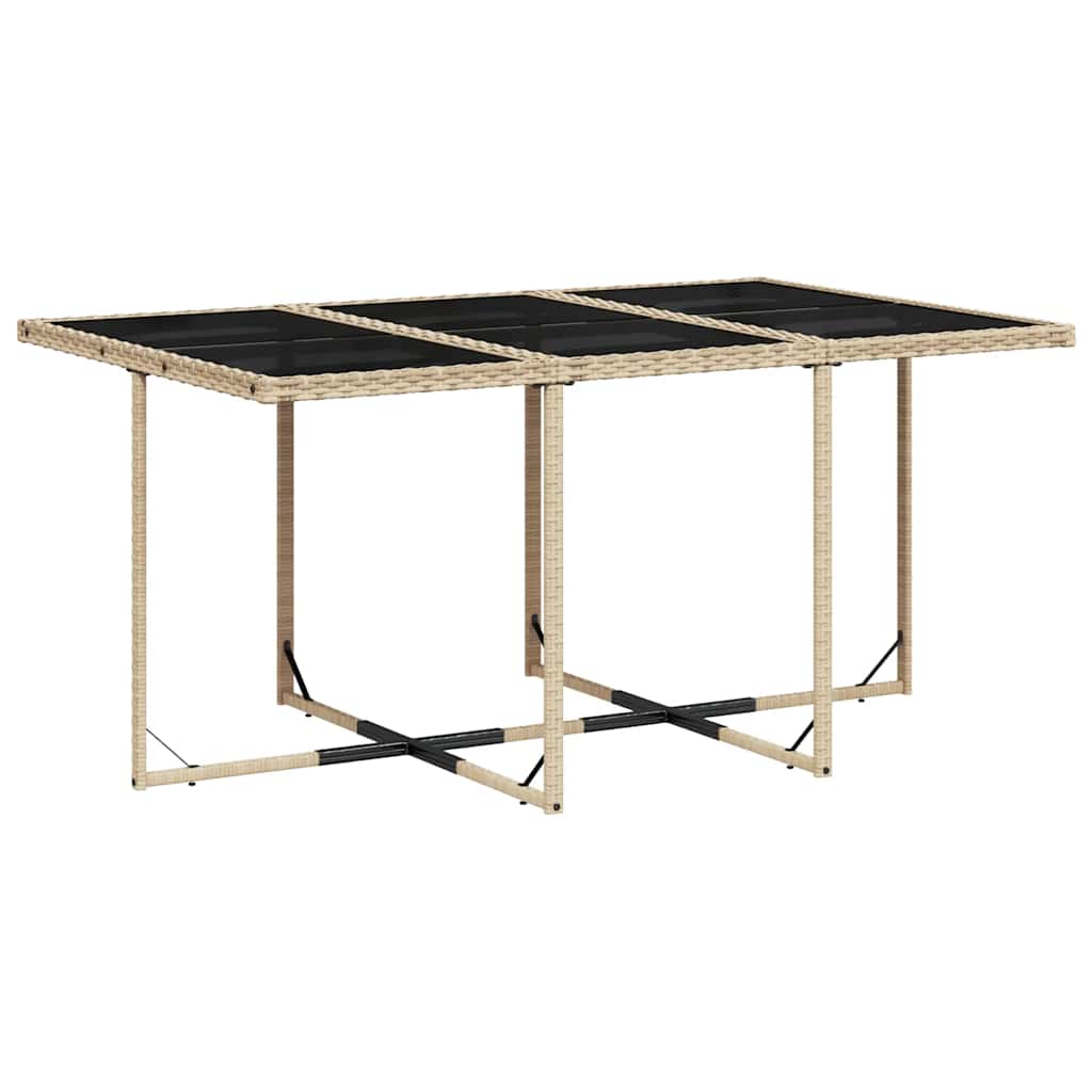7 Pcs conjunto de jantar p/ jardim com almofadões vime PE bege