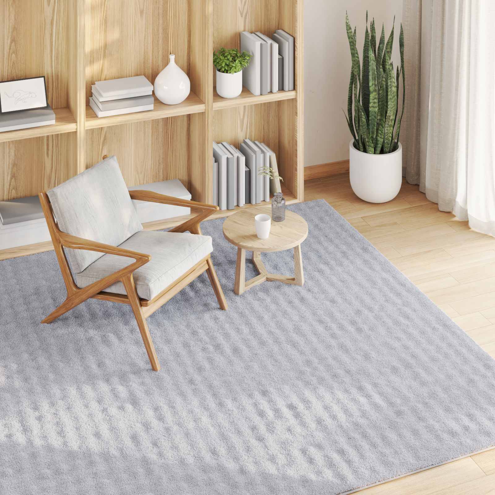 Tapetes de área quadrado sirolo cinzento 120 x 120 cm poliéster