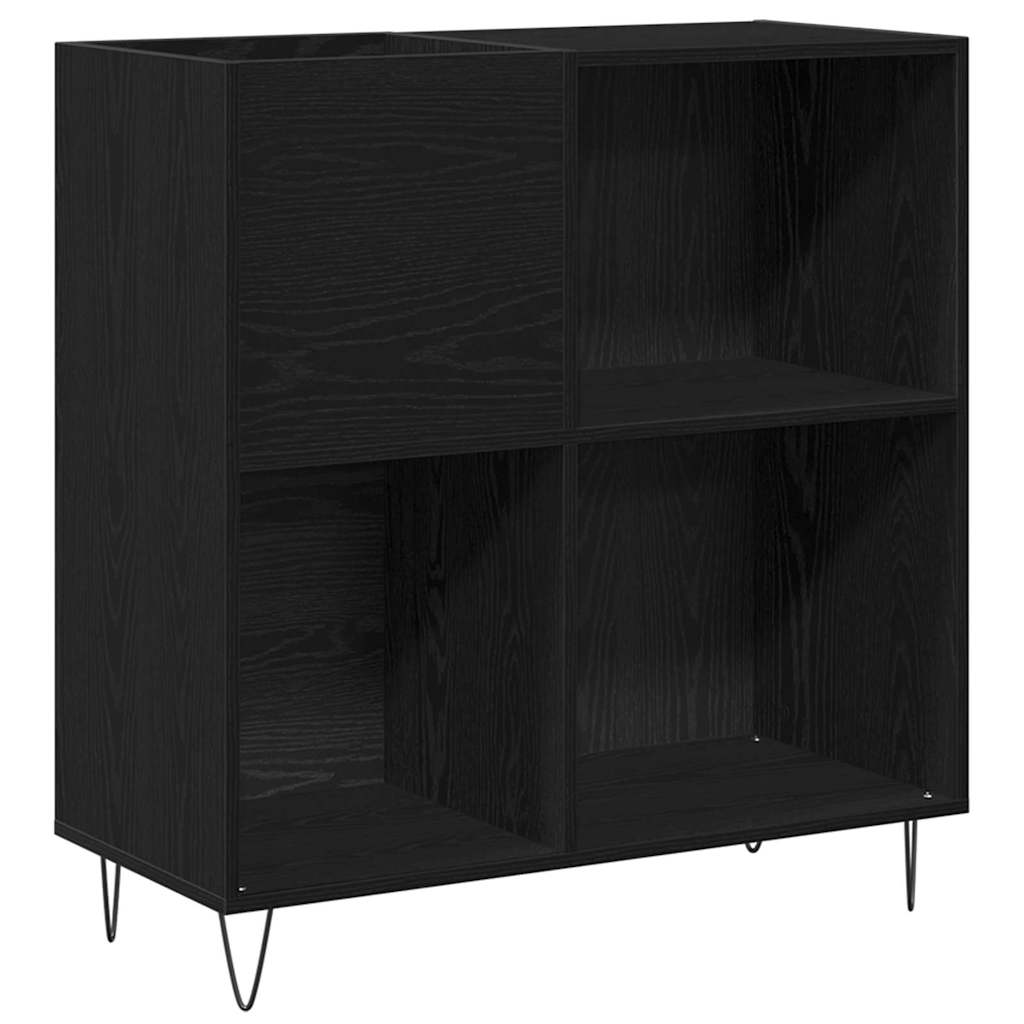 Armário para discos de vinil carvalho preto 85 x 38 x 89 cm