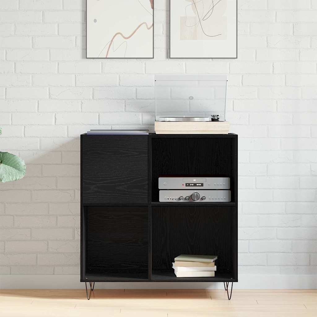 Armário para discos de vinil carvalho preto 85 x 38 x 89 cm