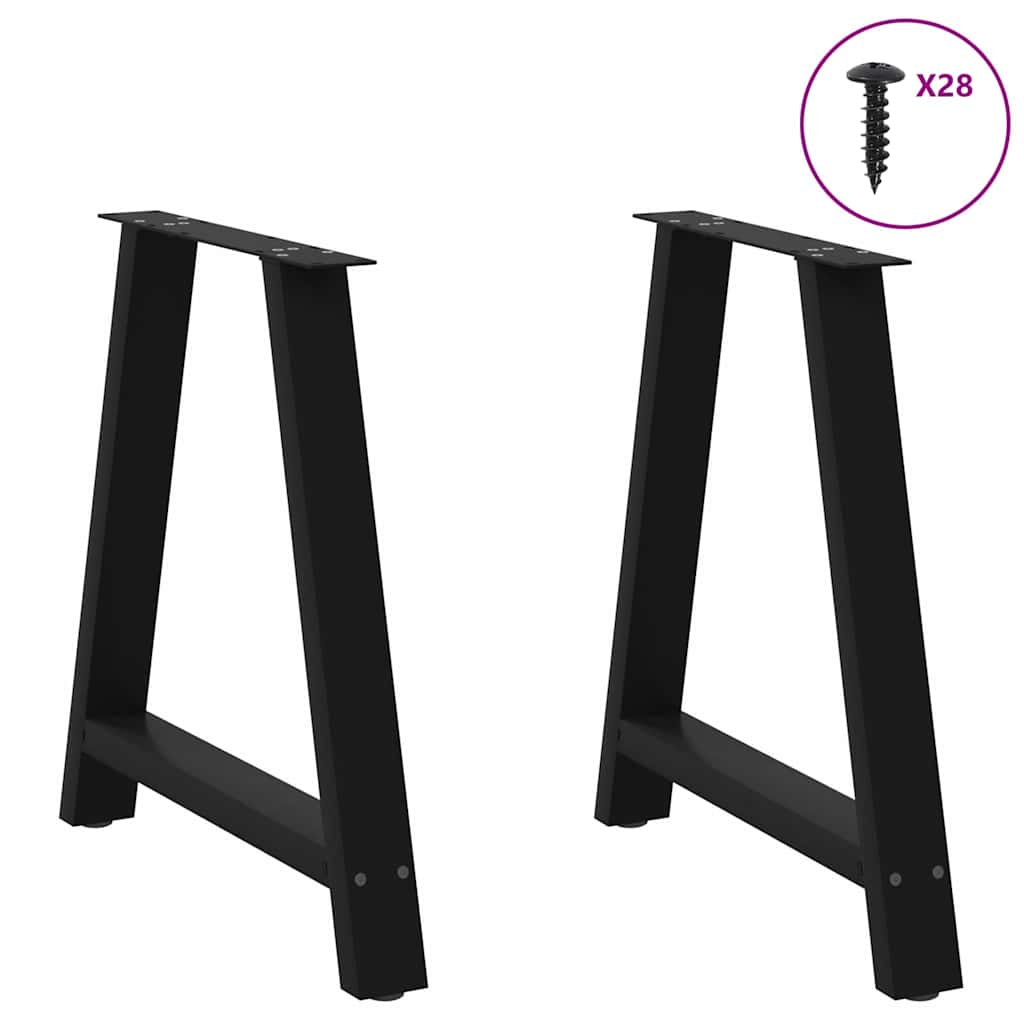 Pés para mesa de jantar em formato a, 2 peças, preto, 80x (72-73) cm, aço