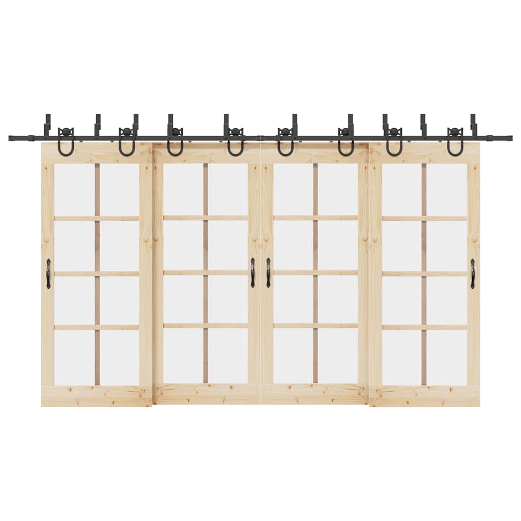 Kit de ferragens para porta deslizante 400 cm aço preto
