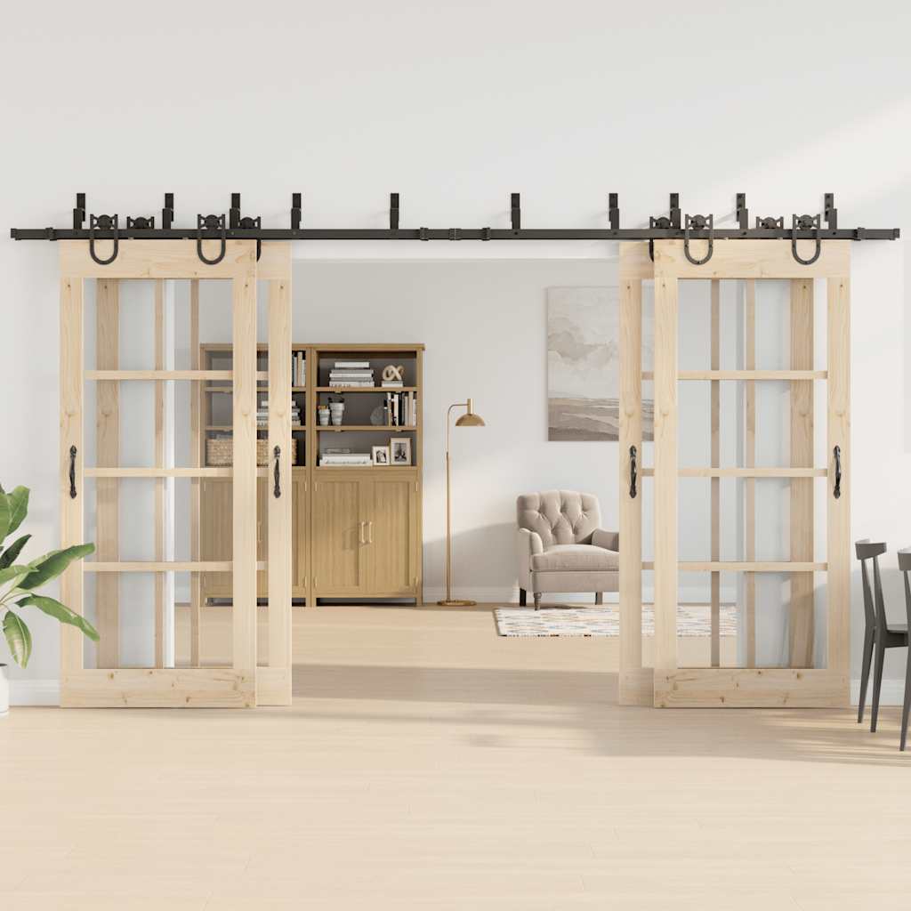 Kit de ferragens para porta deslizante 400 cm aço preto
