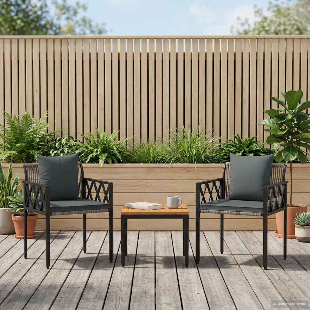 Conjunto de móveis para exterior 3 unid. cinza e cinza escuro