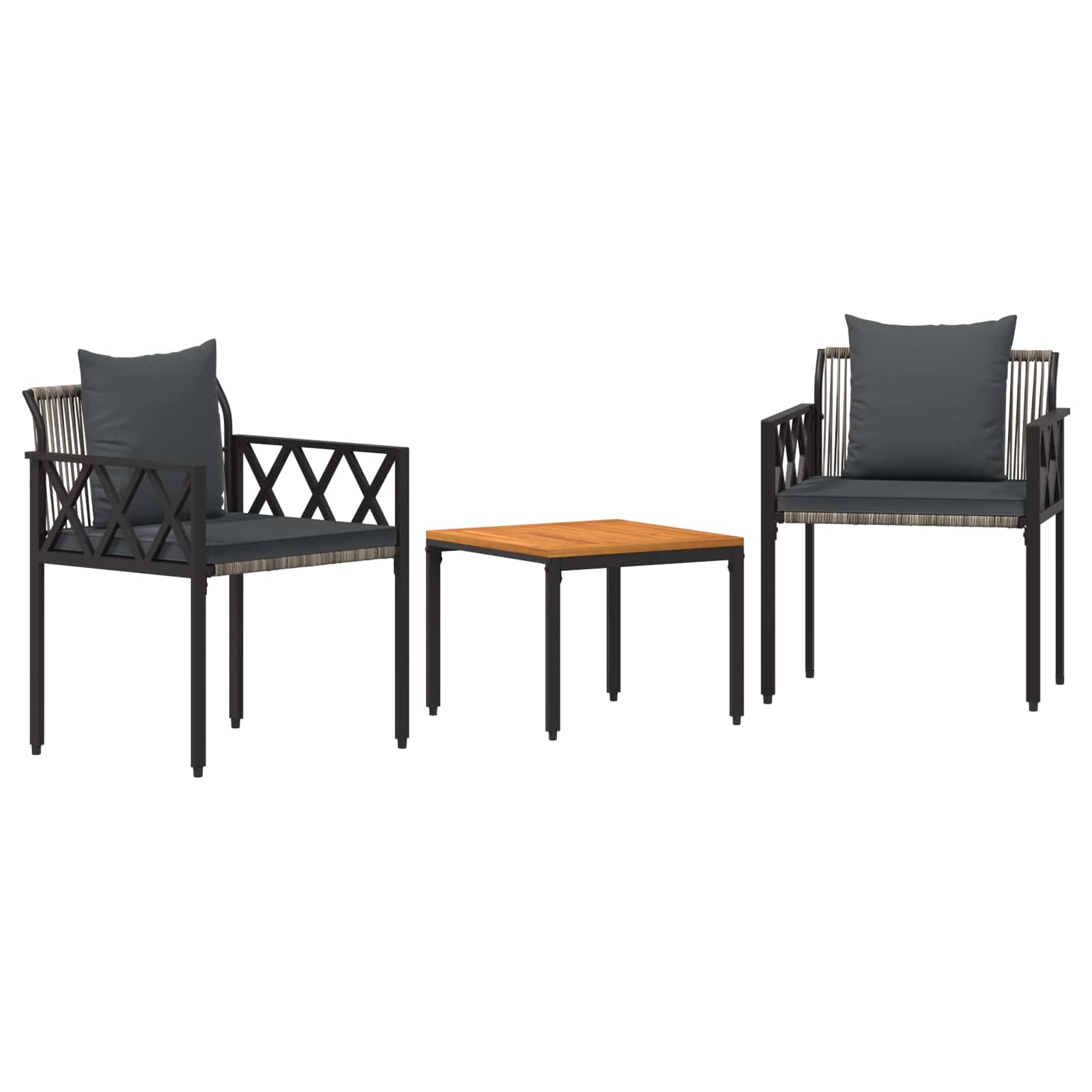 Conjunto de móveis para exterior 3 unid. cinza e cinza escuro