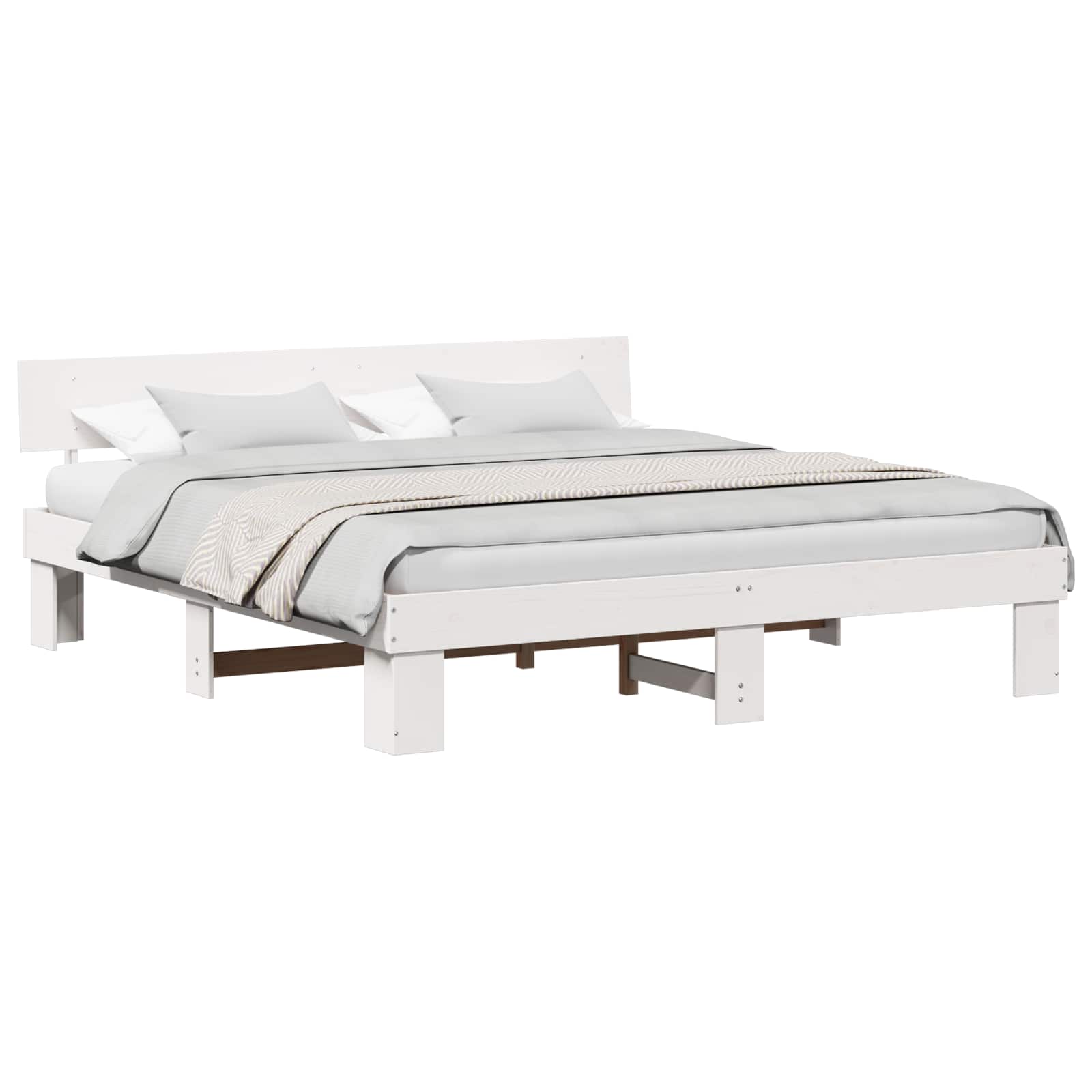 Estrutura da cama com cabeceira branco 180 x 200 cm