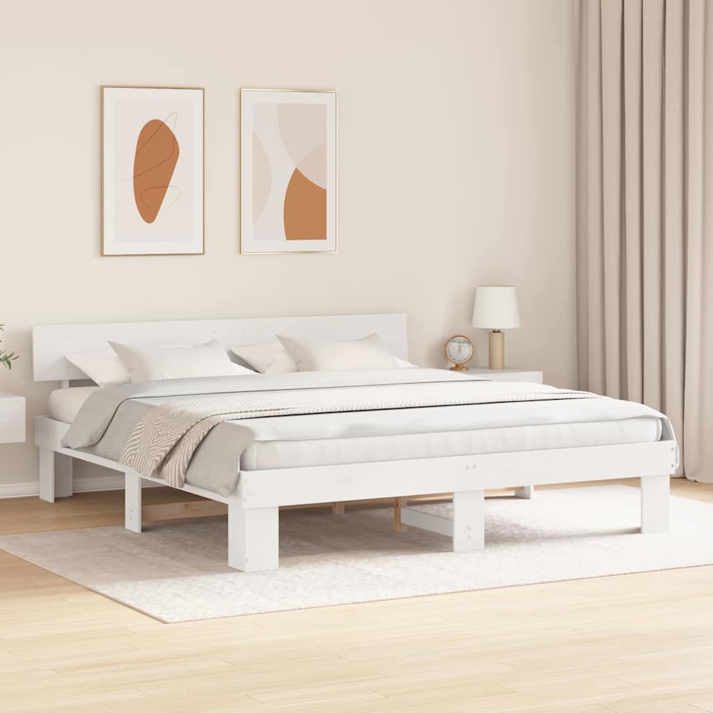 Estrutura da cama com cabeceira branco 180 x 200 cm