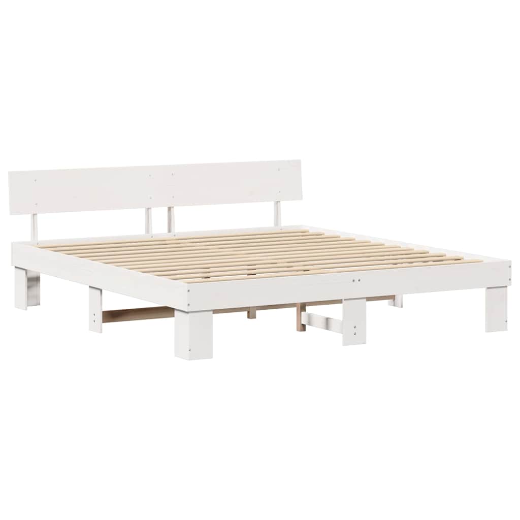 Estrutura da cama com cabeceira branco 180 x 200 cm