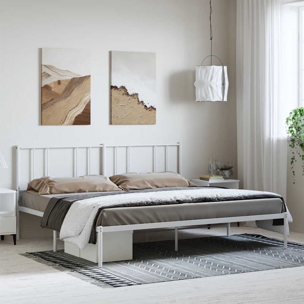 Estrutura de cama com cabeceira 183x213 cm metal branco