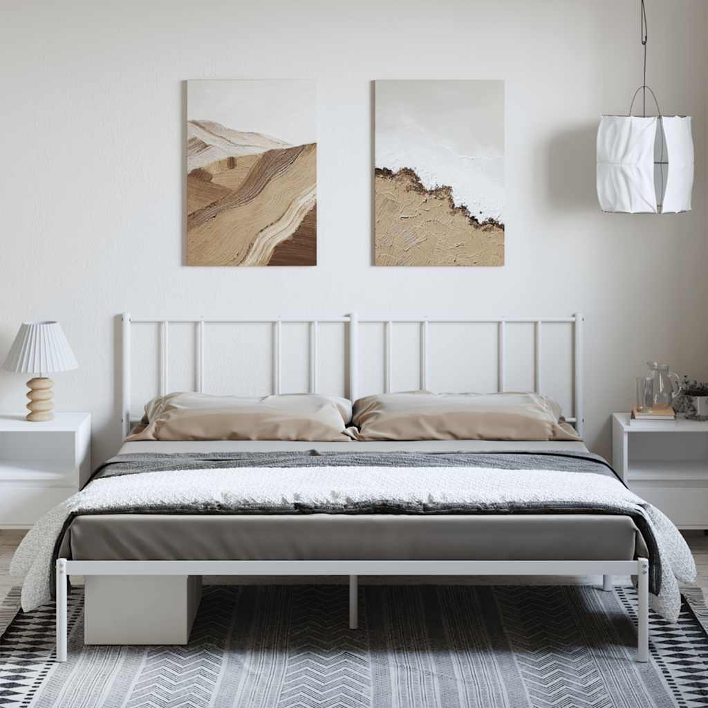 Estrutura de cama com cabeceira 183x213 cm metal branco